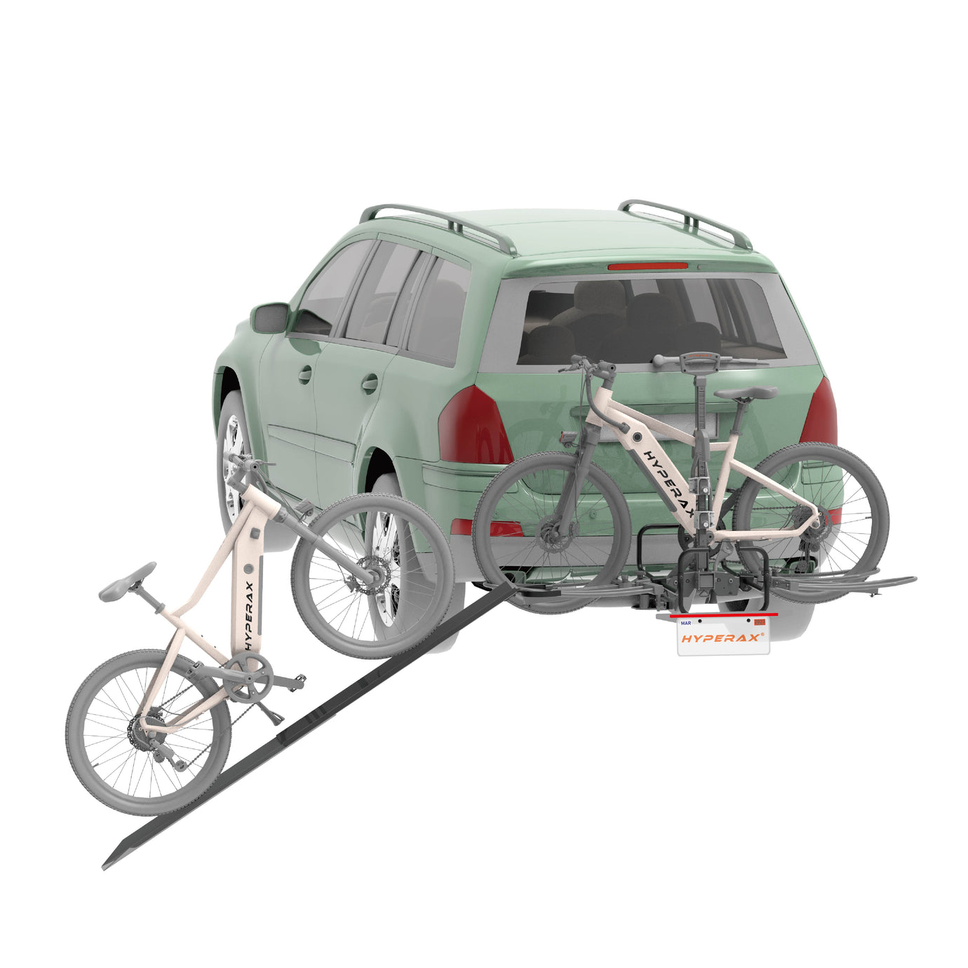 Hyperax Patented Back Saver E-Bike Ramp with License Plate Holder