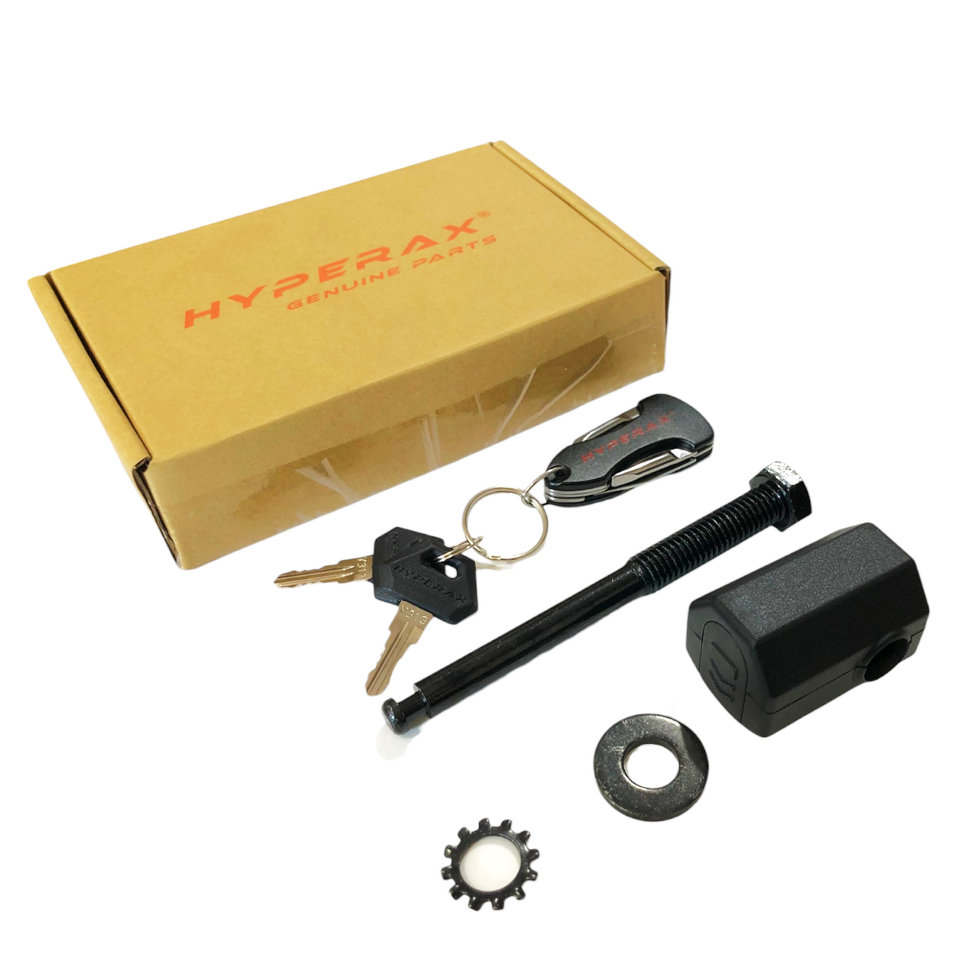 Spare Hitch Lockset and Multitool Keychain