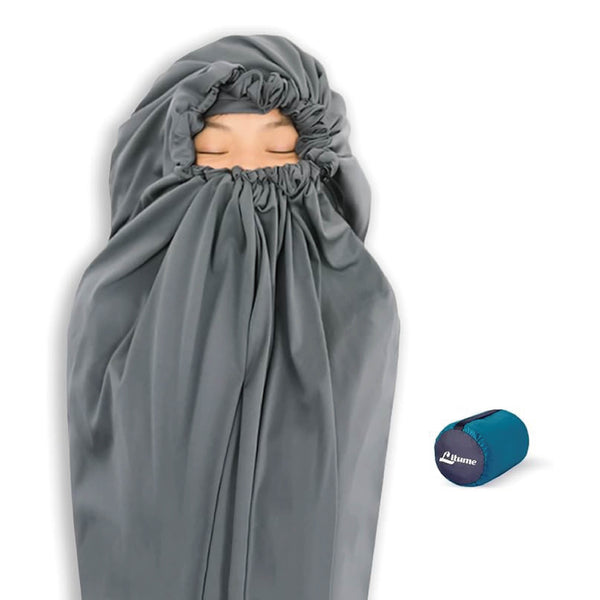 [Hyperax ft Litume] [E626] Thermolite All Season Sleeping Bag Liner Add Up to 22°F / 12°C, Mummy Sleeping Sack for Backpacking, Camping, Traveling, for Cold Weather Winter, Sleep Sack with Drawstring Hood