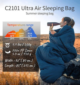 [Hyperax ft Litume] Ultra Compact Down 3 Season Mummy Sleeping Bag, 700 Fill Power Sleep Sack for 3 Season, Ultra Lightweight, Compact and Portable, for Hiking Traveling Camping Backpacking Adult Outdoor Durable