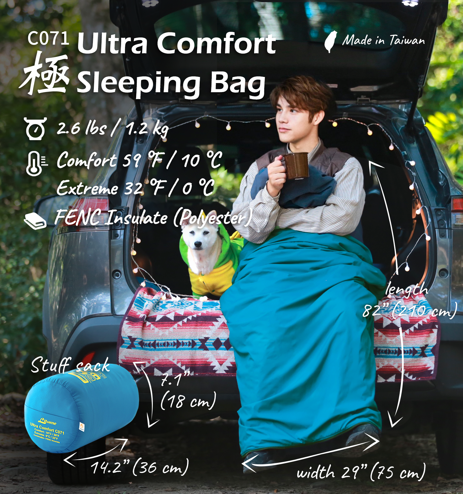 [Hyperax ft Litume] Compact Sleeping Bag 68°F-50°F 1.6lbs, Combinable Lightweight Portable Packable sleep sacks for Adults for Backpacking, Camping, Hiking, Travel, Family, with Stuff Sack, 3 seasons, Velvet lined