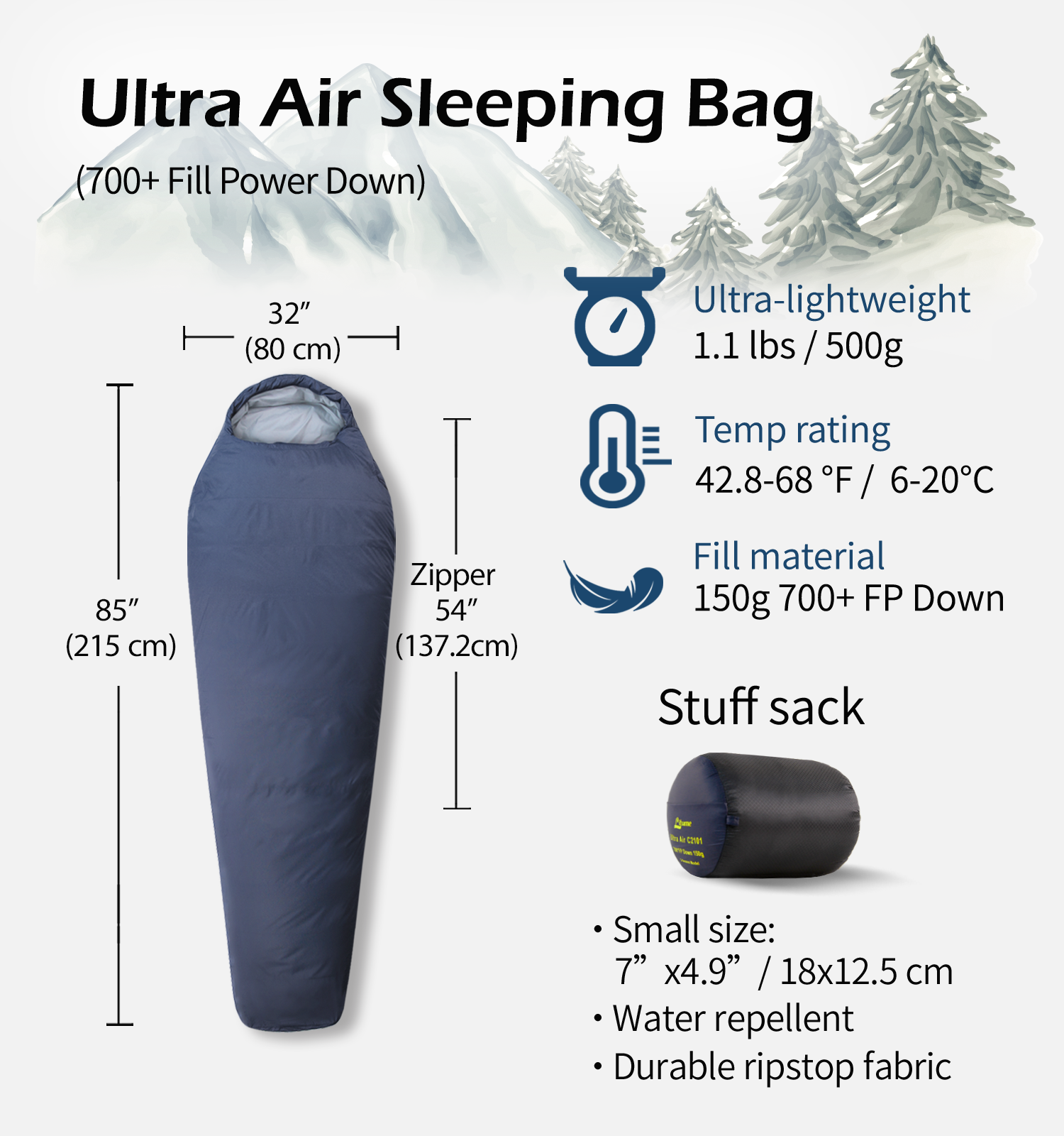 [Hyperax ft Litume] [C2101] Ultra Air Down Summer Sleeping Bag 20°C/ 68°F