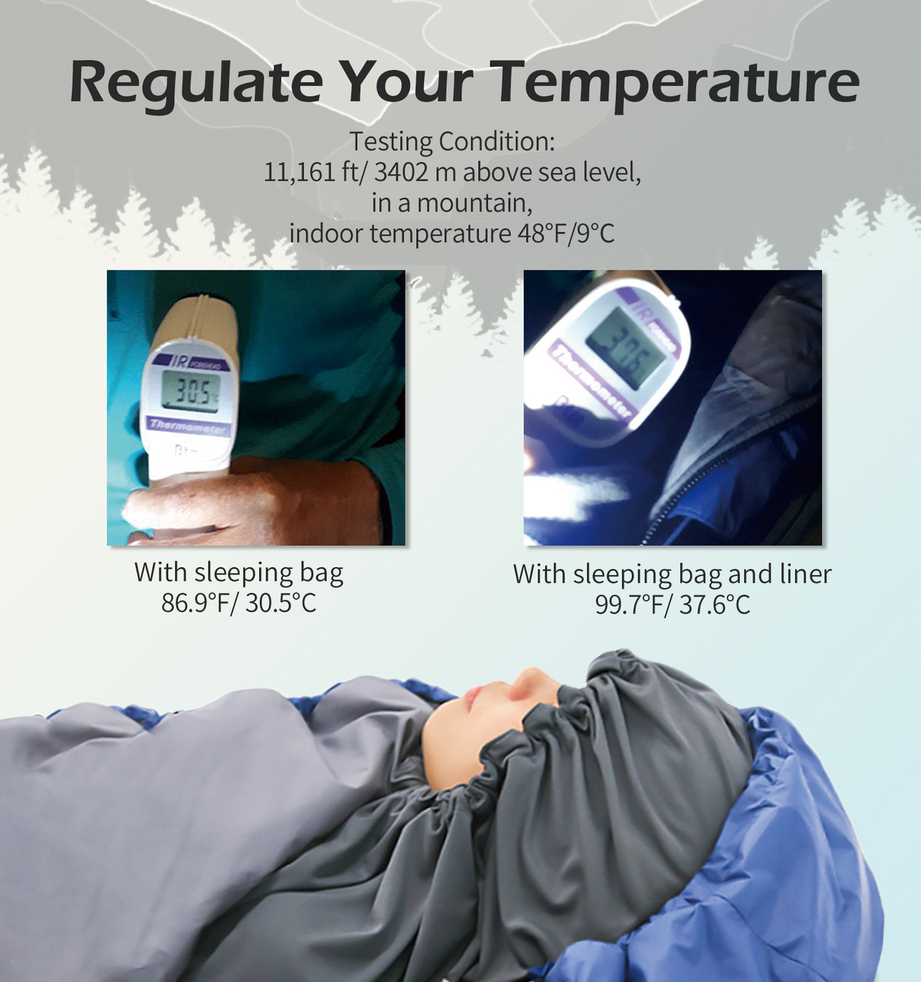 [Hyperax ft Litume] [E626] Thermolite All Season Sleeping Bag Liner Add Up to 22°F / 12°C