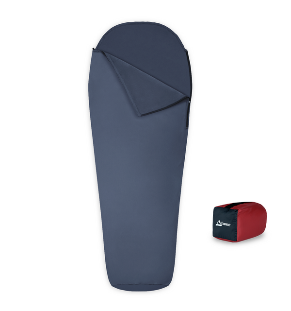 [Hyperax ft Litume] [E625] Velvet Velour Sleeping Bag Liner Add Up to 14°F/ 8°C, Anti Static Mummy Sleeping Sack Backpacking, Camping, Traveling, Hotel, Hostal, Lightweight Sleep Sack with Drawstring Hood