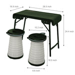 Load image into Gallery viewer, HYPERAX Camping Table &amp; Collapsible Stools Set, Folding Beach Table with 2 Portable Stools-(Green)
