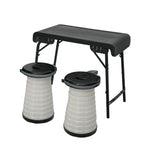 Load image into Gallery viewer, HYPERAX Camping Table &amp; Collapsible Stools Set, Folding Beach Table with 2 Portable Stools (Black)
