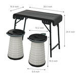 Load image into Gallery viewer, HYPERAX Camping Table &amp; Collapsible Stools Set, Folding Beach Table with 2 Portable Stools (Black)
