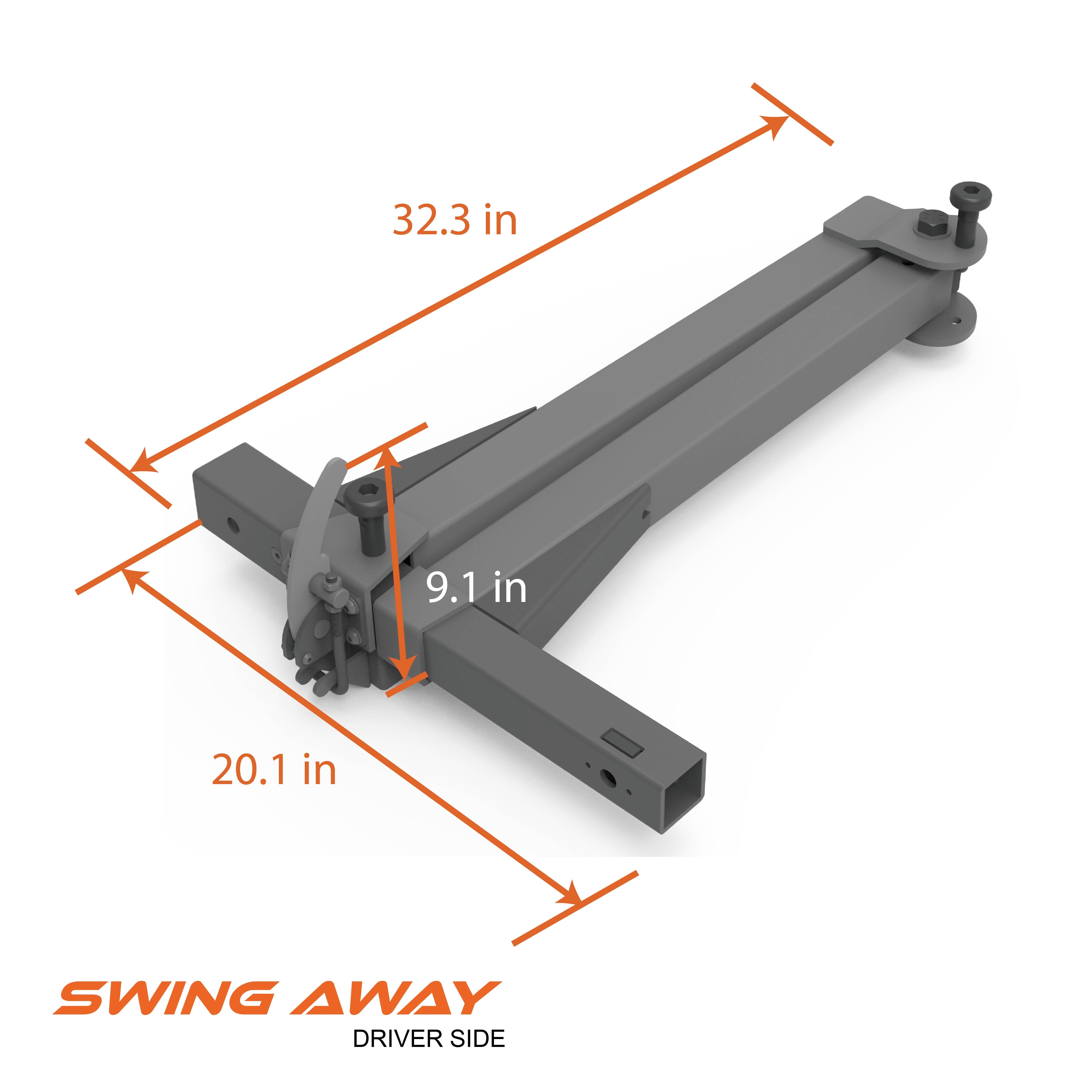 Swing Away adapter with 120 Degree Swing Away Arm Driver Passenger Si HYPERAX SPORTS