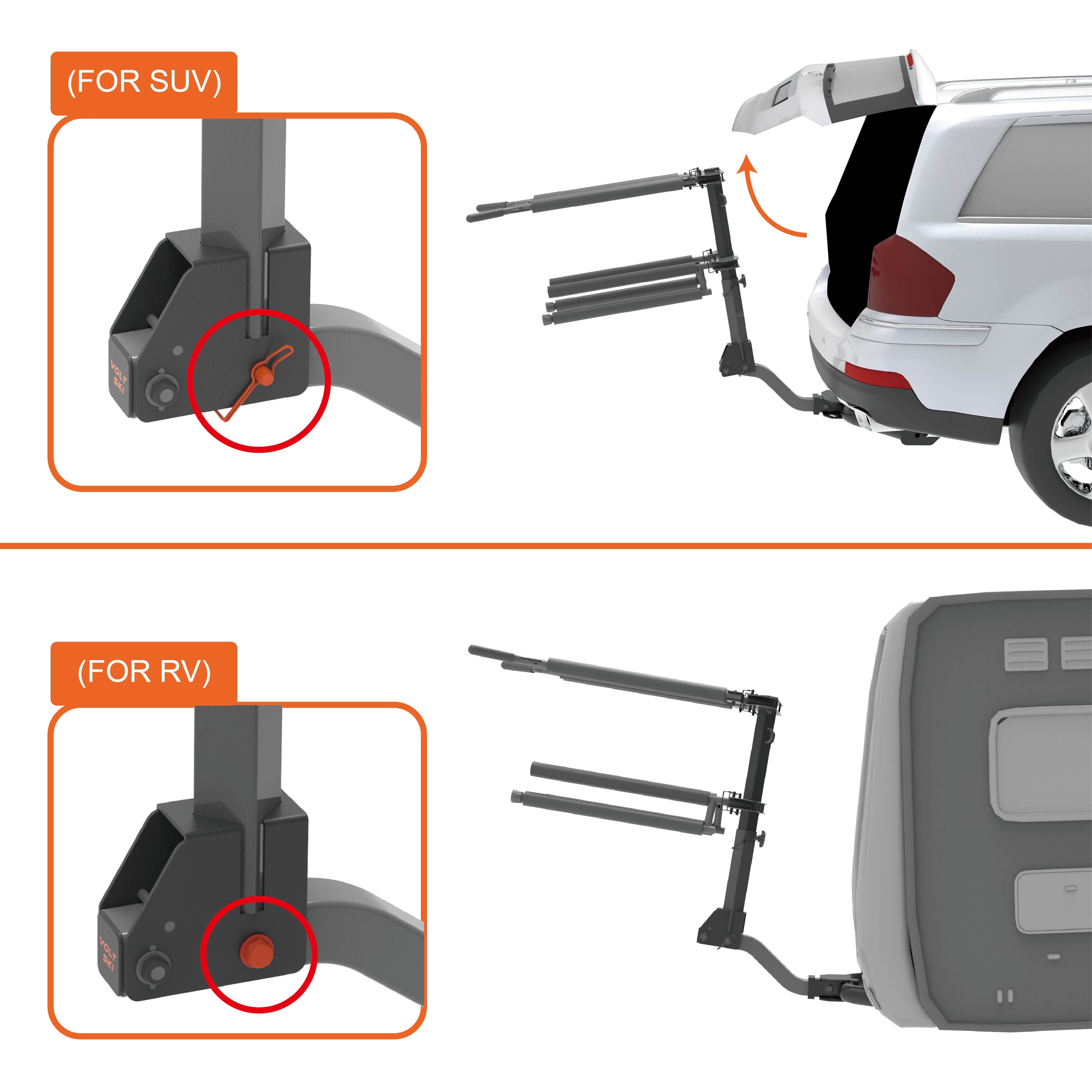 Rear mounted ski rack sale