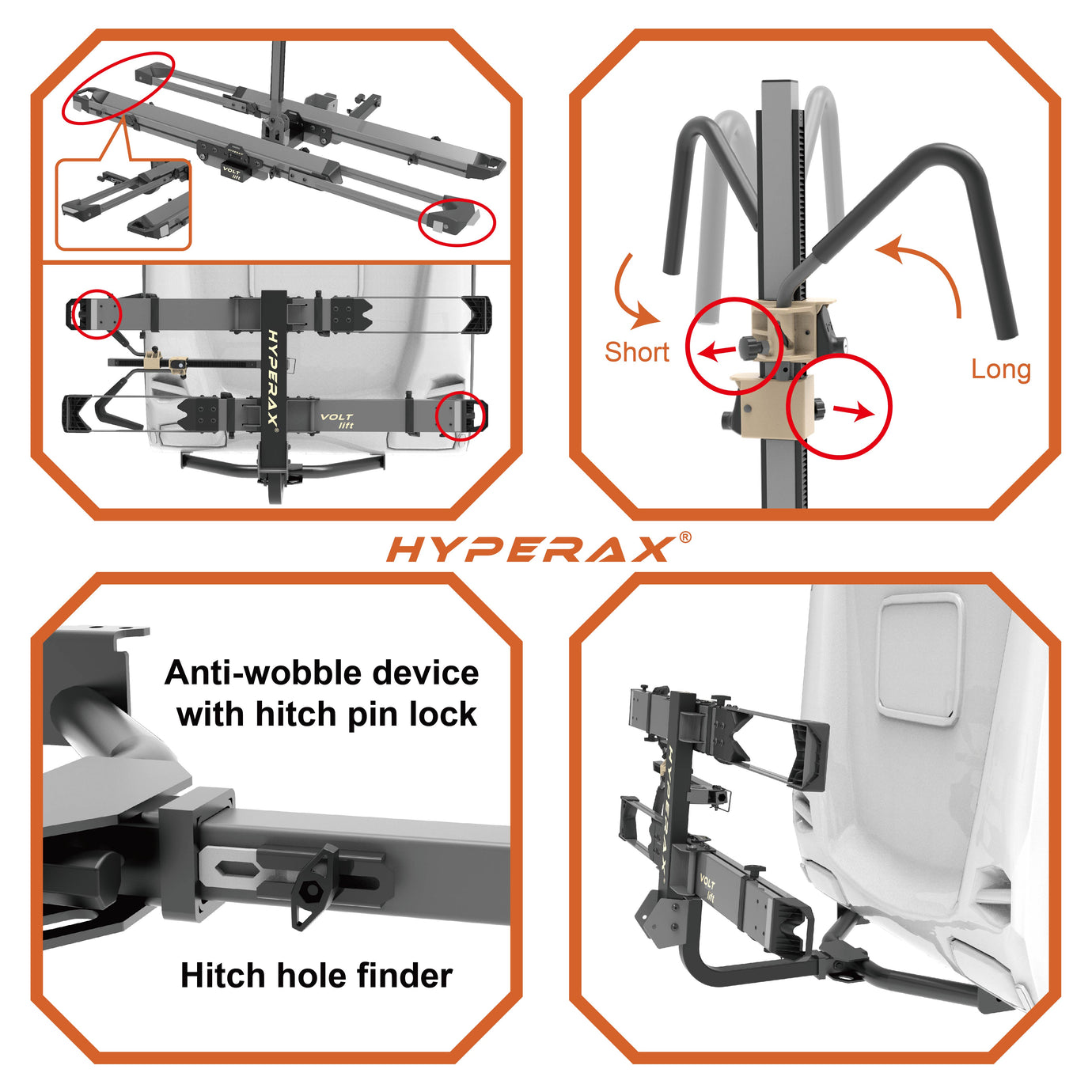 Volt Lift —Lift Assisted Premium Bike Rack | Hitch Rack| HYPERAX SPORTS
